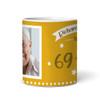 Funny 70th Birthday Gift Middle Finger 69+1 Joke Yellow Photo Personalized Mug