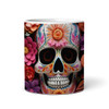 Pink Orange Floral Decorative Skull Gothic Alternative Personalized Mug