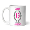 Present For Teenage Girl 13th Birthday Gift 13 Awesome Pink Personalized Mug