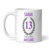 Present For Teenage Girl 13th Birthday Gift 13 Awesome Purple Personalized Mug