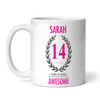 Present For Teenage Girl 14th Birthday Gift 14 Awesome Pink Personalized Mug
