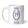 Present For Teenage Girl 19th Birthday Gift 19 Awesome Purple Personalized Mug