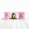 16 & Fabulous 16th Birthday Gift For Her Pink Photo Tea Coffee Personalized Mug