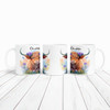 Watercolor Floral Cute Flowers Highland Cow Name Tea Coffee Personalized Mug