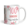 100th Birthday Gift For Her Pink Flower Photo Tea Coffee Cup Personalized Mug