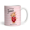 Fiancee Gift Pink Teddy Bear Heart Valentine's Day Gift Personalized Mug