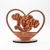 Engraved Wood Love Wedding Day Rings Heart Mr & Mrs Keepsake Personalized Gift