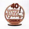 Wood 40th Happy Birthday Candle Milestone Age Keepsake Personalized Gift