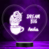 Dream Big Cute Owl In Teacup Heart LED Lamp Personalized Gift Night Light