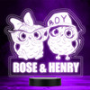 Cute Girl & Boy Owls Kids Twins Siblings LED Lamp Personalized Gift Night Light