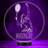 Female Tennis Silhouette With Racket Sports Fitness LED Lamp Color Night Light