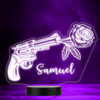 Vintage Revolver With Rose Personalized Gift Color Changing LED Lamp Night Light