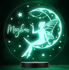 Girls Fairy Sitting On Crescent Moon Round Color Changing Lamp Night Light