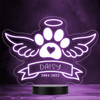 Angel Paw Pet Loss Memorial Wings Halo Personalized Gift Color Lamp Night Light