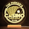 Casino Playing Cards Poker Room Round Personalized Gift Warm White Lamp Night Light