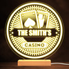 Family Casino Round Playing Cards Personalized Gift Warm White Lamp Night Light