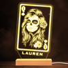 Skull Queen Of Hearts Playing Card Personalized Gift Warm White Lamp Night Light