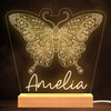 Butterfly Detail Heart Personalized Gift Warm White Lamp Night Light