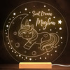 Girls Cute Unicorn Sleeping On The Moon Round Personalized Gift Lamp Night Light