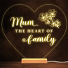 The Heart Of Family Mum or Mom Mother's Day Personalized Gift Warm Lamp Night Light