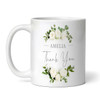 Thank You Gift White Flowers Coffee Tea Cup Personalized Mug