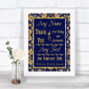 Blue & Gold Thank You Bridesmaid Page Boy Best Man Personalized Wedding Sign