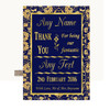 Blue & Gold Thank You Bridesmaid Page Boy Best Man Personalized Wedding Sign