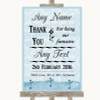 Blue Shabby Chic Thank You Bridesmaid Page Boy Best Man Wedding Sign