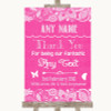 Bright Pink Burlap & Lace Thank You Bridesmaid Page Boy Best Man Wedding Sign