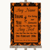 Burnt Orange Damask Thank You Bridesmaid Page Boy Best Man Wedding Sign