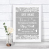 Grey Burlap & Lace Thank You Bridesmaid Page Boy Best Man Wedding Sign