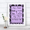 Lilac Damask Thank You Bridesmaid Page Boy Best Man Personalized Wedding Sign
