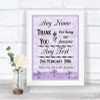 Lilac Shabby Chic Thank You Bridesmaid Page Boy Best Man Wedding Sign