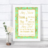 Mint Green & Gold Thank You Bridesmaid Page Boy Best Man Wedding Sign