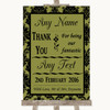 Olive Green Damask Thank You Bridesmaid Page Boy Best Man Wedding Sign