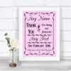 Pink Thank You Bridesmaid Page Boy Best Man Personalized Wedding Sign