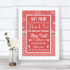 Red Winter Thank You Bridesmaid Page Boy Best Man Personalized Wedding Sign