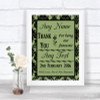 Sage Green Damask Thank You Bridesmaid Page Boy Best Man Wedding Sign