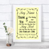 Yellow Thank You Bridesmaid Page Boy Best Man Personalized Wedding Sign