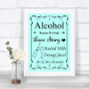 Aqua Alcohol Bar Love Story Personalized Wedding Sign