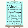 Aqua Alcohol Bar Love Story Personalized Wedding Sign