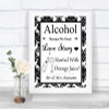 Black & White Damask Alcohol Bar Love Story Personalized Wedding Sign