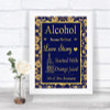 Blue & Gold Alcohol Bar Love Story Personalized Wedding Sign