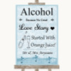 Blue Shabby Chic Alcohol Bar Love Story Personalized Wedding Sign