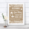 Burlap & Lace Alcohol Bar Love Story Personalized Wedding Sign