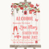 Coral Rustic Wood Alcohol Bar Love Story Personalized Wedding Sign