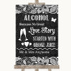 Dark Grey Burlap & Lace Alcohol Bar Love Story Personalized Wedding Sign