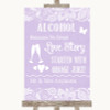 Lilac Burlap & Lace Alcohol Bar Love Story Personalized Wedding Sign