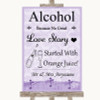 Lilac Shabby Chic Alcohol Bar Love Story Personalized Wedding Sign