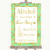 Mint Green & Gold Alcohol Bar Love Story Personalized Wedding Sign